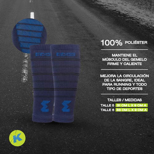 Pantorrilleras Compresion Elastizadas Deportivas Largas Edge