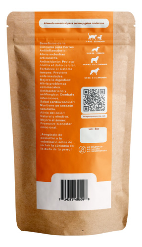 Súper Premios Antiinflamatorios De Cúrcuma Para Perro 250g