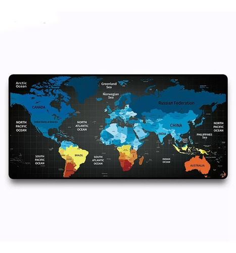 Mouse Pad Base Escritorio Extra Large 30x80cm Mapa Negro Azu