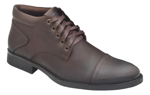 Bota Masculina Café Tratorada Cano Curto Clássica Casual