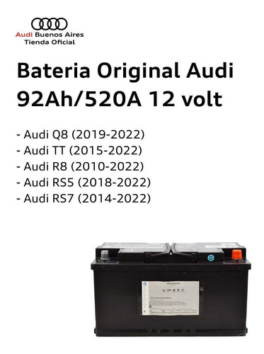 Imagen 3 de 9 de Batería 92ah/520a Audi Q5 2009 Al 2021