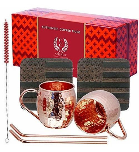 Vasos Coctel Juego De Regalo Tazas Martilladas De Cobre Puro