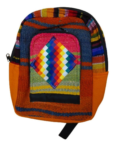 Mochila De Puyo Con Wiphala Para Niños - Artesanal 