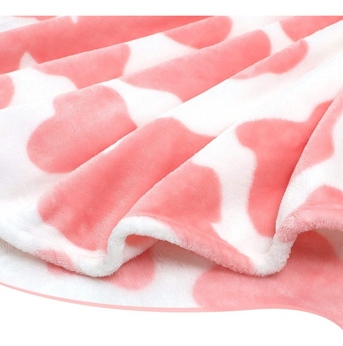 1 Manta Con Estampado De Vaca Rosa