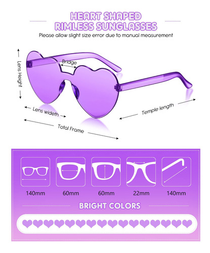 Anteojos De Sol Con Forma De Corazón,16 Pares De Lentes De