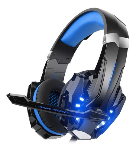 Auriculares gamer Kotion Each G9000 black y blue con luz LED