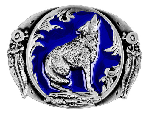Fivela de cinto de cowboy com design Howling Wolf, M