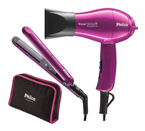  Kit De Beleza  Secador E Prancha  Shine Pequeno Tr Philco  