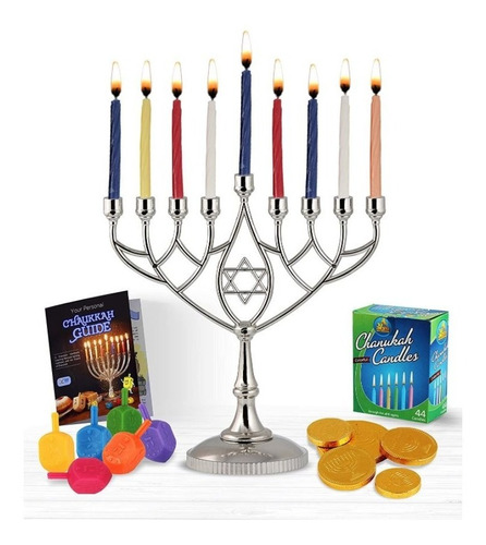 Menoráh De Hanukkah Chapado Solido. Yerushalayim Israel