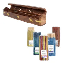 Comprar Porta Sahumerio Baúl Madera India C\u002F 100 Varillas Sahumerios