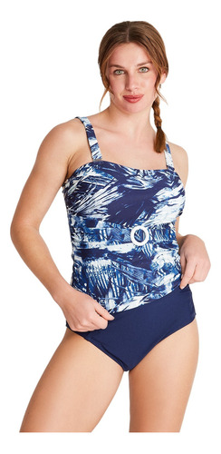 Parte De Arriba Tankini Estampada - Azul