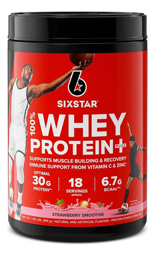 Proteina 100% Whey Protein Plus Muscletech Six Star 1.82 Lbs Sabor Fresa Smoothie