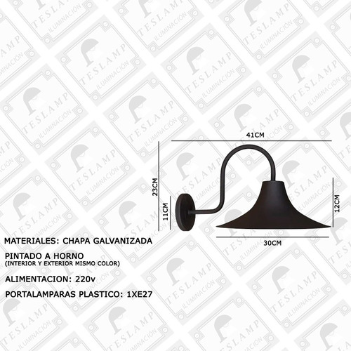 Imagen 2 de 10 de Lampara De Pared Aplique Galponera Industrial Bajo Consumo