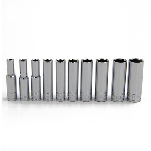 10pcs Unidad Socket Set 1/4  Cr-v Métricas 4-13mm Profundo S