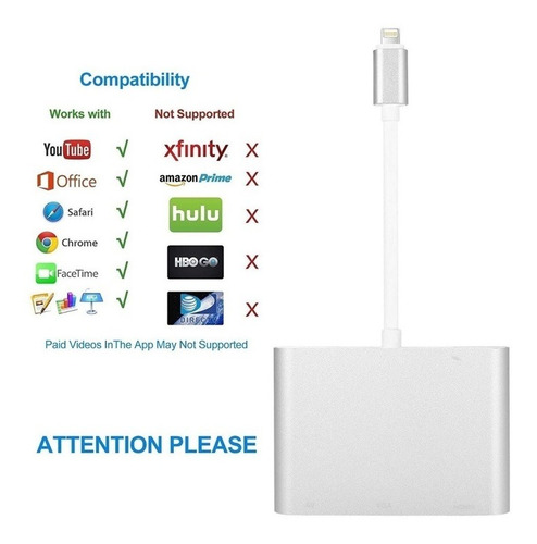 Imagen 2 de 8 de Adaptador Lightning iPhone iPad iPod Ios Digital 1080 Hdmi