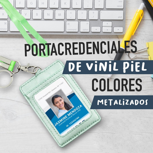 Imagen 3 de 9 de Porta Gafete Credencial Lanyard Textura Metalica Yyw184