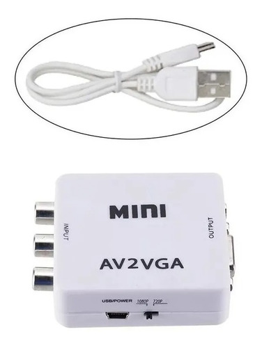 Conversor Adaptador Av-rca A Vga Convierte Señal Rca A Vga