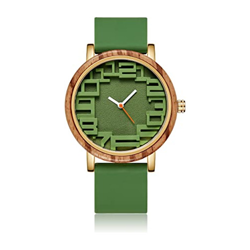 Reloj De Madera Para Hombre Y Mujer, Correa De Silicona