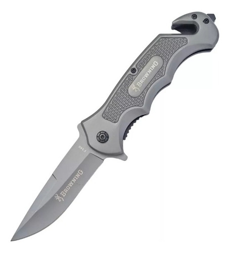Navaja Cuchillo Táctico Semi Automatico Browning Rescate Color Gris Oscuro