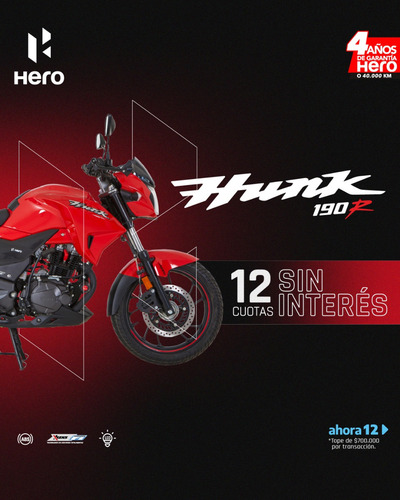 Imagen 2 de 19 de Hero Hunk 190r Fi Abs Baul Gtia 4años Ofta Al 30/6 Ciclofox
