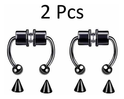 Imagen 3 de 10 de Piercing Falso Para Nariz Imantado Unisex 5 Colores 2pcs