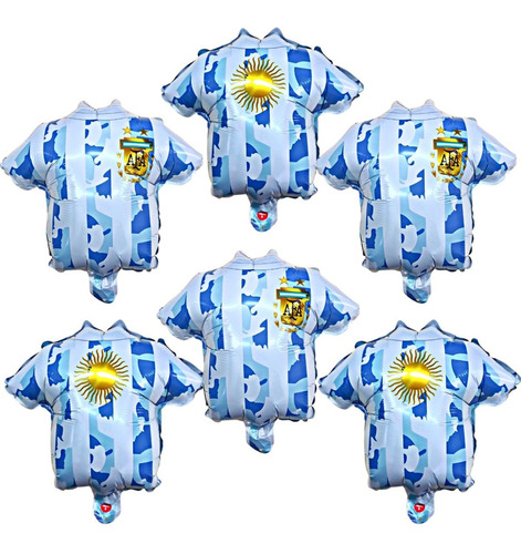 Set Pack Globo Metalizado Motivo Camiseta Argentina 35cm X 6