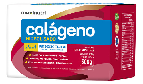 Colágeno Hidrolisado 2x1 Sache Frutas Vermelhas Maxinutri