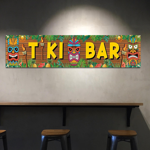 Material De Festa Tiki Bar Banner Festa Havaiana Pano De