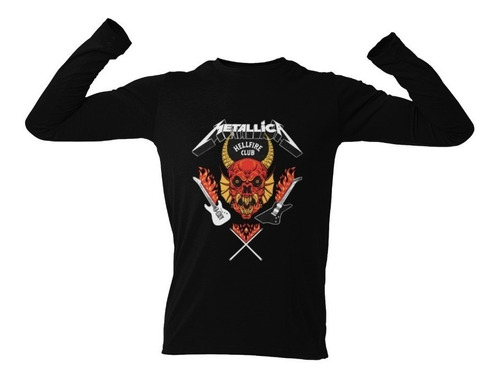 Polera Manga Larga Hellfire Club Stranger Serie Algodon Esta