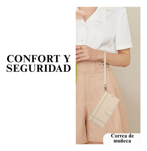 Funda Case Para Iphone Tipo Cartera Con Espejo Y Tarjetero Beige Iphone 16 Pro