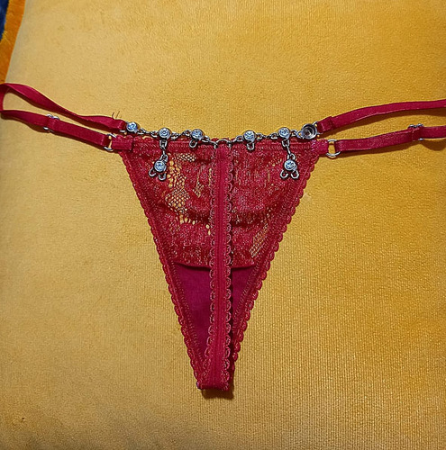 Set X 3 Tangas De Encaje Pedrería,mujer
