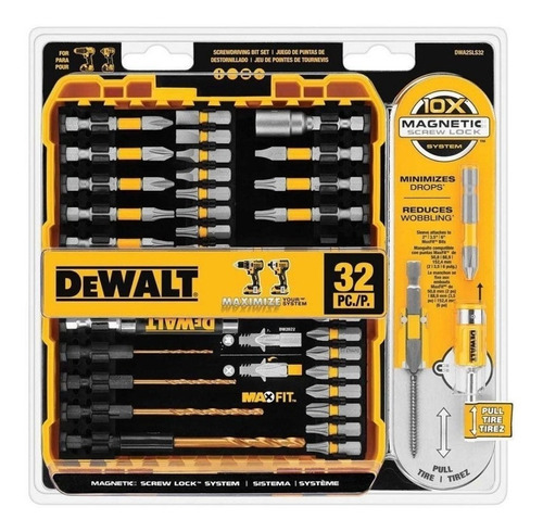 Set 32 Pzas Maxfit Set W/ Screw Lock Sleeve Dewalt Dwa2sls32