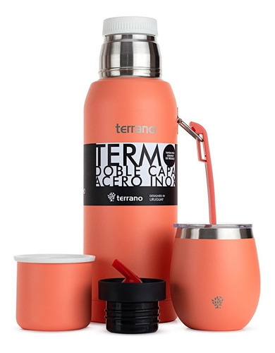 Imagen 1 de 6 de Set Acero Terrano Termo 1 Litro Y Mate En Colores Varios