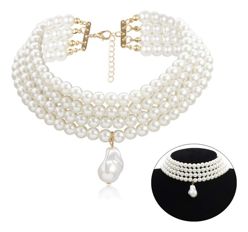 Daimay Gargantillas De Perlas De Imitación Collar De Perlas 