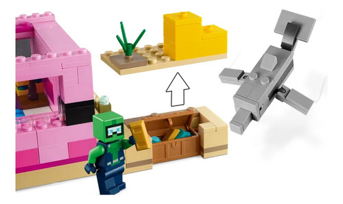 Lego Minecraft Casa Ajolote Panda Llama Nether Champiñon Set