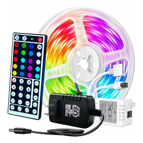 Tira De Luz Led Rgb 5m Multicolor Control Cuarto Decorar Cua