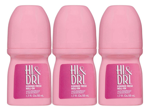 Kit Hi Dri Powder Fresh Roll On Desodorant 50 Ml 3 Unidades Fragrância Lavanda