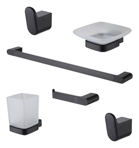 Combo Accesorios P/baño Peirano Soria Black 6 Piezas