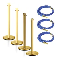 Comprar 4 Pedestais Separadores De Fila Dourados + 3 Cordões Azul