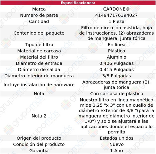 1 Filtro Dirección Hidráulica Hino Ff23 92