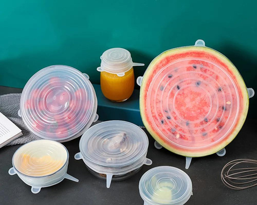 6 Pzas Tapa De Silicona Elástica Flexible Alimentos Cocina