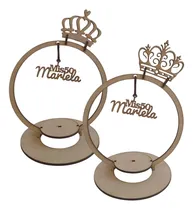 Comprar 10 Centros De Mesa Aro Con Corona Y Nombre Fibrofacil Mdf