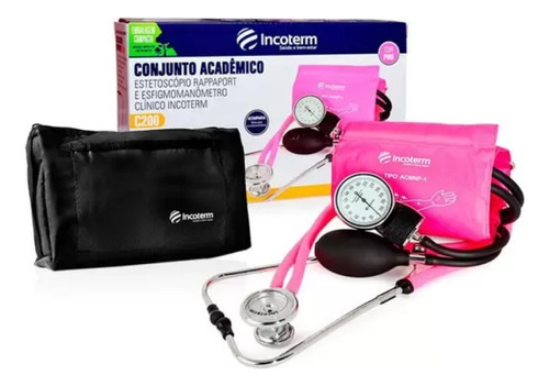 Kit Enfermagem Estetoscópio E Esfigmomanômetro Incoterm Rosa