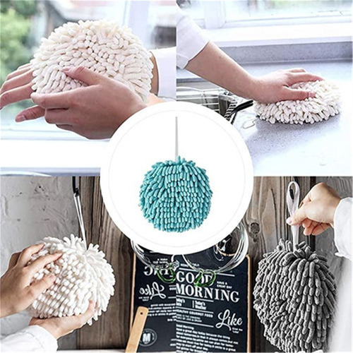 * 3pcs Soft Chenille Hanging Hand Towels For Bath