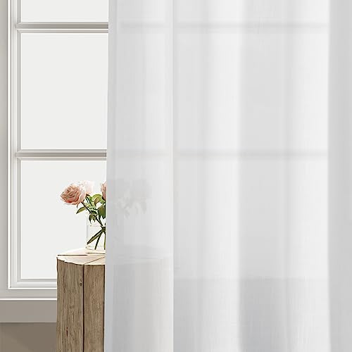 Cortinas De Lino Blanco De 84 Pulgadas De Largo Para Sala De