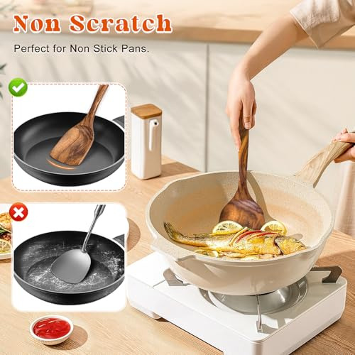 2 Espátulas De Madera Para Cocinar, Set De Espátula Sólida Y