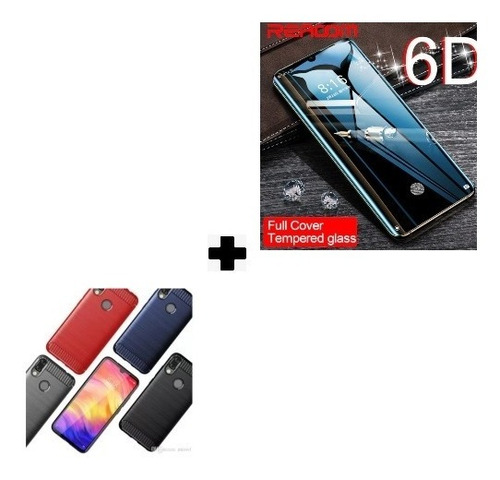 Estuche Protector Carbono Xiaomi Redmi Note 7 + Vidrio 6d