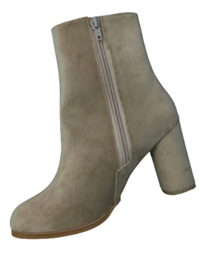 Imagen 4 de 8 de Botin Vestir Felipe Rentería Velvet Nude Tacón Ancho 23-27mx