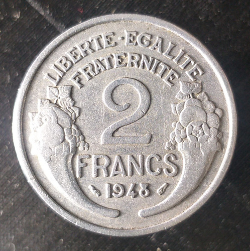 M492 Francia Moneda 2 Francos Año 1948 Km# 886a.1