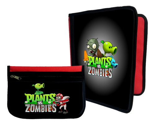 Combo Carpeta + Cartuchera Plant Vs Zombies #409